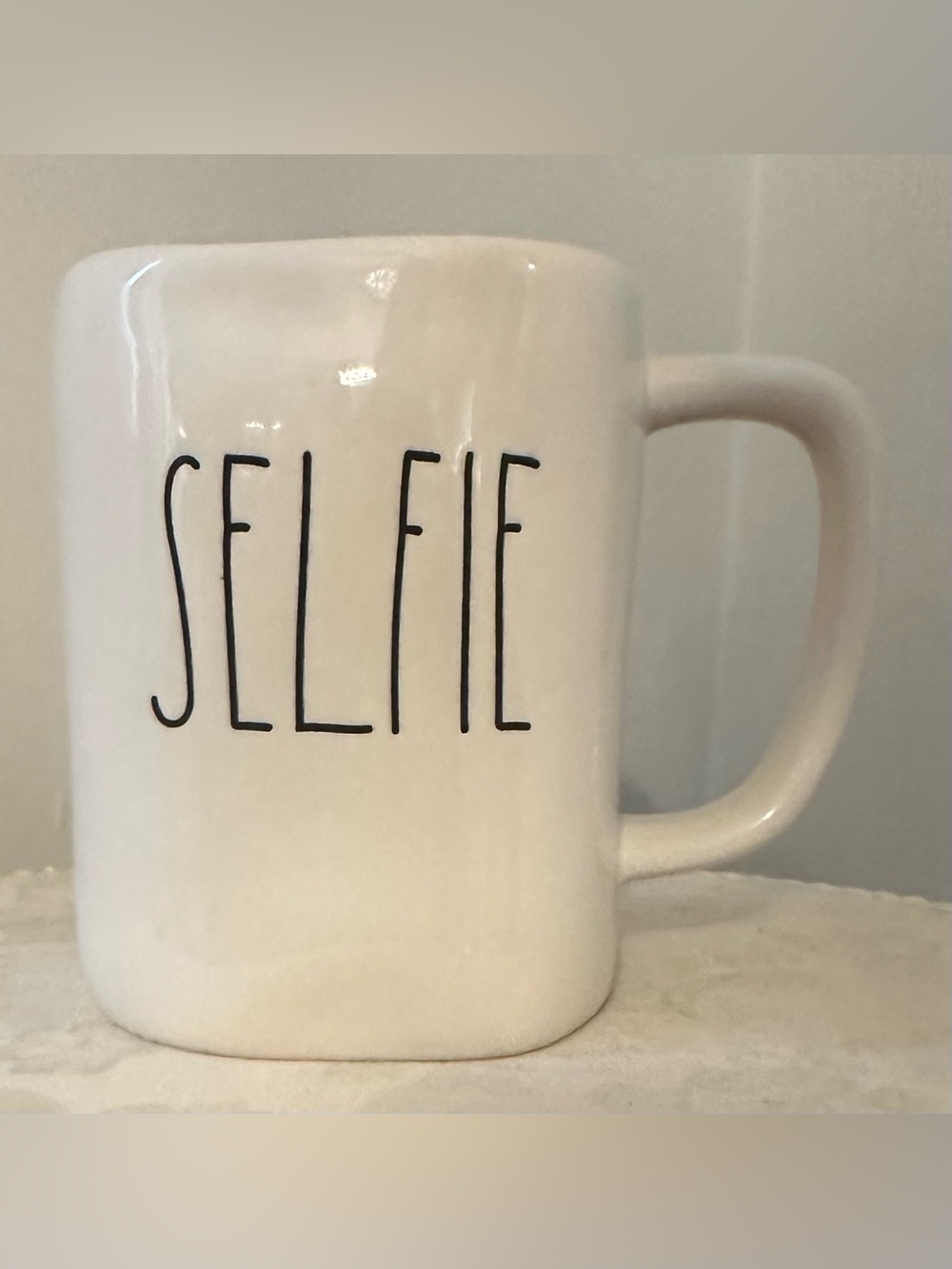 White ‘Selfie' Mug by Rae Dunn